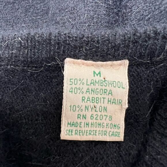 Vtg Colleen’s Collectables Lambwool Angora Rabbit Hair Beaded Black Sweater Sz M - Picture 8 of 16